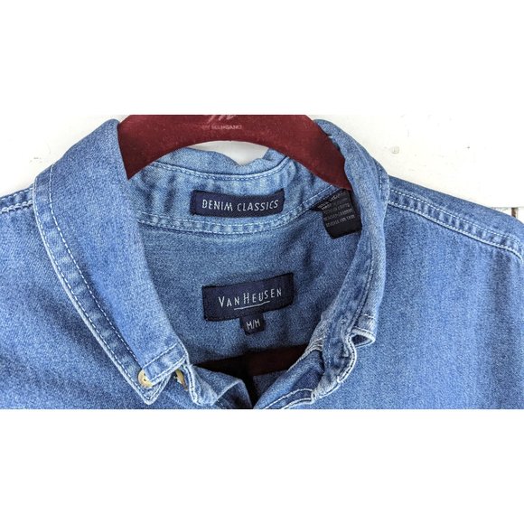 Van Heusen button down denim chambray jean shirt jacket - Picture 4 of 5